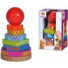 Drevená skladacia veža Color Stacking Tower Eichhorn 6 farebných tvarov s loptou výška 12 cm od 12 mes