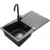 MEXEN/S MEXEN/S - Cesar granitový drez 1 s odkvapkávačom vrátane batérie Telma, čierna kropenatý 6514-76-670200-76