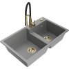 MEXEN/S MEXEN/S - Tomas granitový drez 2-bowl vrátane batérie Aster, šedá 6516-71-73450-57-G