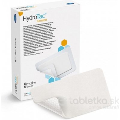 HydroTac Comfort - krytie na rany penové hydropol. impregnované gélom, samolepiace 8 x 15 cm 10 ks