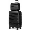 KONO Cestovná sada kabínového kufra a toaletného púzdra - čierna - 39L/11L