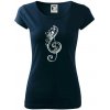 Husľový kľúč kvety - Dámske tričko Pure - XS ( Tmavomodrá (veľmi tmavá - skoro čierna) )