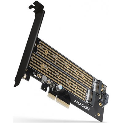 AXAGON PCEM2-D, PCIe x4 - M.2 NVMe M-key + SATA B-key slot adaptér, vr. LP