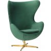 Nábytek PEGAS Křeslo Vejce Velvet zelené/ zlatá základna