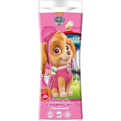Nickelodeon Paw Patrol Shower gel& Shampoo 2in1 šampón a sprchový gél pre deti Strawberry 300 ml