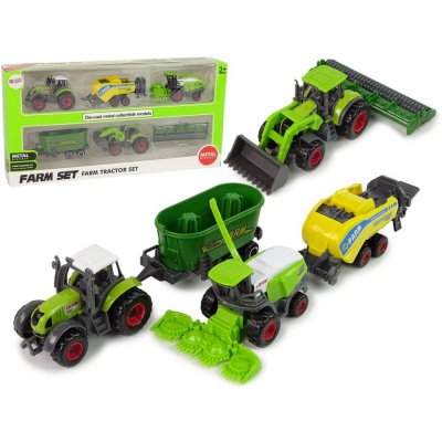 Lean-toys Sada 6 poľnohospodárskych vozidiel Traktor Kombajn Kovové diely