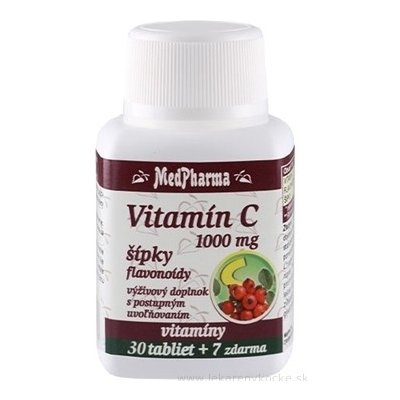 MedPharma VITAMÍN C 1000 mg so šípkami tbl (s postupným uvoľňovaním) (30+7 zadarmo) 1x37 ks