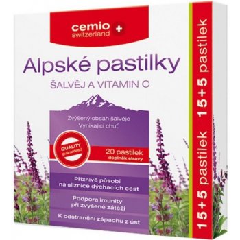 Cemio Alpské pastilky Šalvia a Vitamín C 40 pastilek