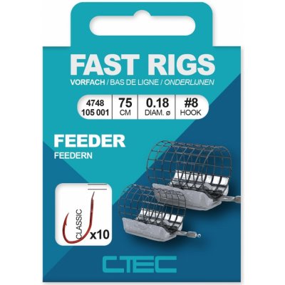 Spro nadväzce C-Tec Fast Rigs Classic Feeder 10 ks priemer 0,12 mm veľkosť háčika 14