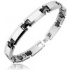 Šperky eshop - Magnetický náramok z wolfrámu, obdĺžnikové články s čiernymi hranolmi AB12.04 - Šírka: 7 mm