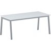 Rokovací kancelársky stôl PRIMO BASIC, 180x90 cm, sivostrieborná podnož, biela