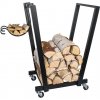 HomeLife Pojazdný stojan na krbové drevo Eran 48 x 59 x 28 cm