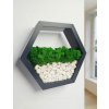 Machový šesťuholník so stabilizovaným machom, mosárium Polica Hexagon v sivej farbe - 25 cm