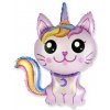 Flexmetal Fóliový balón mačka Jednorožec ružový (Vhodné pre plnenie vzduchom aj héliom.)
