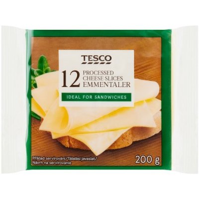 Tesco Tavený plátkový syr so syrom Emmentaler 12 x 16,67 g