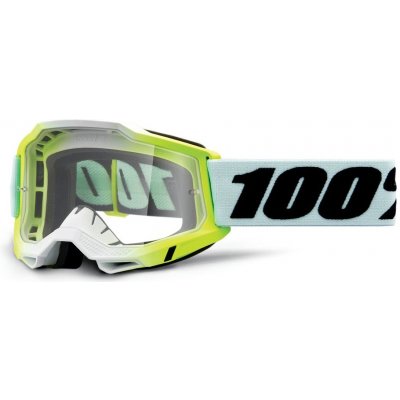 Motokrosové okuliare 100% Accuri 2 Dunder bielo-zelená, čire plexi
