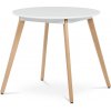 Autronic DT-316 WT Stôl jedálenský, 80x80x74 cm, MDF - biely matný lak, kovová konštrukcia, drevené nohy
