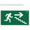 Piktogram Únikový východ! Schody ,,VPRAVO,, dole 15x28,5