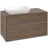 VILLEROY & BOCH Collaro závesná skrinka pod umývadlo na dosku (umývadlo vľavo), 2 zásuvky, s LED osvetlením, 1000 x 500 x 548 mm, Arizona Oak, C110B0VH