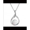 Evolution Group Strieborný náhrdelník so syntetickým opálom biela kvapka 12045.1