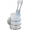 Wenko WENKO 18779100-Pohárik na zubné kefky TURBO-LOC RUND STAHL 7,5x9 cm lesklý chróm/biela WE0584 + záruka 3 roky zadarmo + záruka 3 roky zadarmo