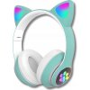 Bezdrôtové slúchadlá pre deti Bluetooth, náušné, mačacie uši, zelené