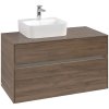 VILLEROY & BOCH Collaro závesná skrinka pod umývadlo na dosku (umývadlo vľavo), 2 zásuvky, s LED osvetlením, 1000 x 500 x 548 mm, Arizona Oak, C095B0VH
