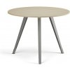 Konferenčný stôl PRIMO ZEN, priemer 100 cm, sivostrieborná podnož, breza