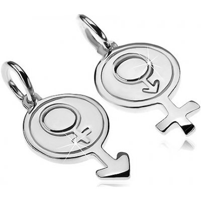 Šperky eshop - Prívesky pre dvoch zo striebra 925 - okrúhly symbol muža a ženy Z30.6