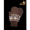 Rukavice palčiaky mongolská vlna tmavohnedá zimný vzor Hnedá UNI