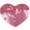 Nažehlovačka srdce s flitrami - 1 ks 3 ružová svetlá