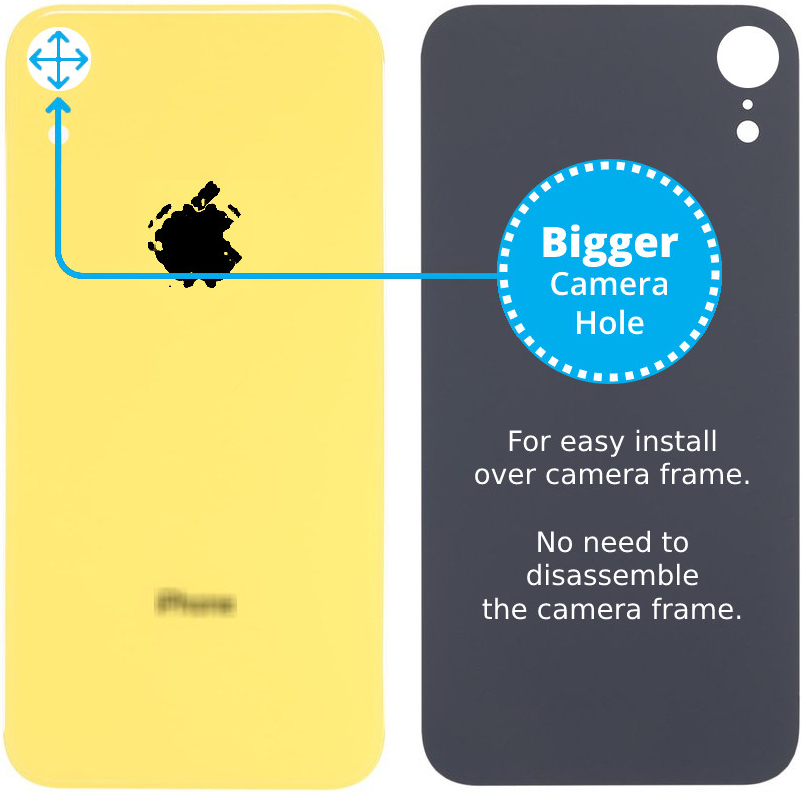Kryt Apple iPhone XR Sklo Zadného Housingu so Zväčšeným Otvorom na Kameru žltý