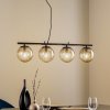 Závesná lampa Lucande Sotiana, 4 sklenené gule, čierna - 9639640