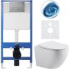 CERANO - Kompletný podomietkový WC set Lite/Cesso - biela matná - WC tlačidlo Slim, tmavo šedá - predstenová inštalácia / sadrokartón - 49x36 cm