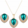 Vykladaný set náušnice a náhrdelník Gold Triple - zelený