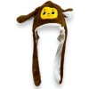 GGV Plyšová svietiaca čiapka s pohyblivými ušami opice hnedá