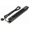 Power strip with surge protection and main switch, 6 sockets 2P+E (Schuko type), 2 USB cha