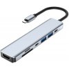 AppleKing 7v1 hub - slot na SD / TF kartu / HDMI / 2x USB-C / 2x USB-A na USB-C - sivý - možnosť vrátiť tovar ZADARMO do 30tich dní