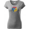 Rubikova kocka kreslená - Dámske tričko Pure - 2XL ( Tmavosivý melír )
