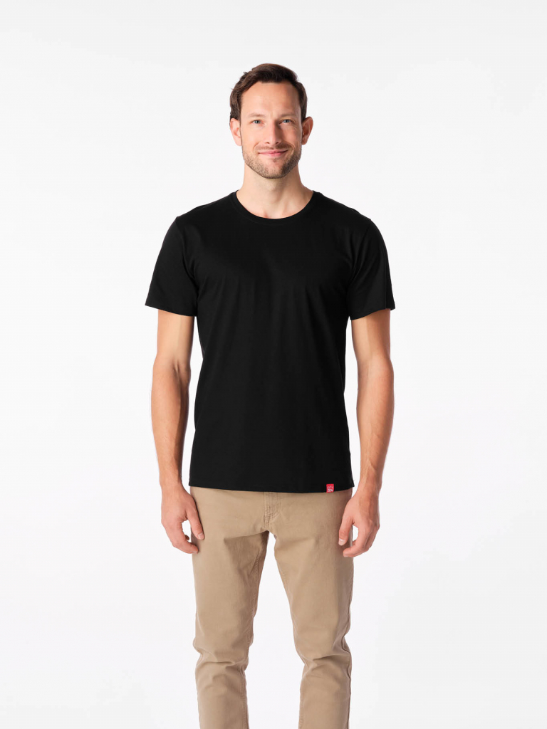 CityZen bavlněné tričko proti pocení kulatý výstřih černé