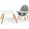 Stolička na kŕmenie 2v1 drevená s táckou, stolík Malmo Grey Milly Mally