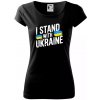 I stand with ukraine tlačiaci nápis - Dámske tričko Pure - 2XL ( Čierna )