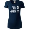 Stolný tenis - eat sleep - Dámske tričko z organickej bavlny Origin (GOTS) - XS ( Tmavomodrá (takmer čierna) )