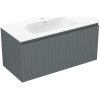 Mexen Rivel kúpeľňová skrinka 100 cm s umývadlom Vela, 1 zásuvka, vrúbkovaná, grafit mat/biela mat
