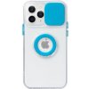AppleKing transparentný kryt s držiakom na prst a krytkou kamery pre iPhone 14 Pro - modrý - možnosť vrátiť tovar ZADARMO do 30tich dní