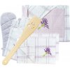 ARÔME HOME Dárkový kuchyňský set Levandule- zástěra, chňapka,útěrky a dřevěná vařečka