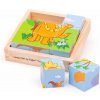 Bigjigs Toys Obrázkové kocky kubusy Dinosaury 9 kociek