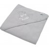 Detská froté osuška s výšivkou a kapuckou New Baby 80x80 sivá medveď