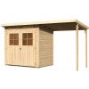 KARIBU HOLZTECHNIK Drevený domček KARIBU GLUCKSBURG 2 + prístavok 190 cm (83229) natur LG3489