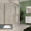 SET Štvorcový sprchovací kút s vaničkou 90x90x185 cm MEREO Kora Lite + sifón, chróm ALU/sklo, číre, CK34123ZM